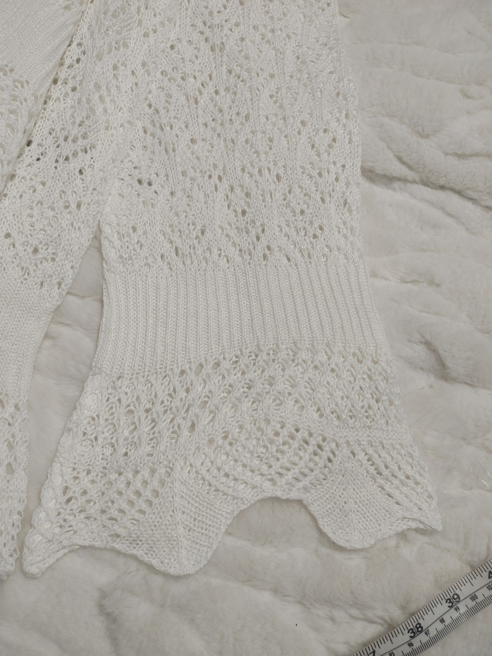 Women's Sweet Kizz White Openwork Tie-Front Knit Fairycore Cardigan 2 Available - Picture 8 of 12
